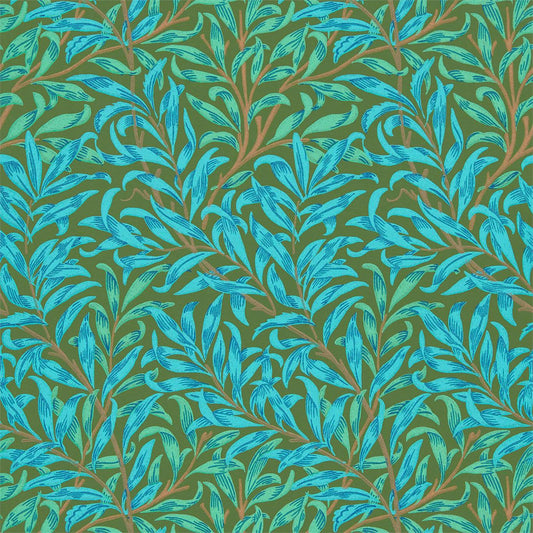 MORRIS & CO Willow Bough Wallpaper Leaves , Trees Olive,Turquoise  Surface- Printed Wallpaper - DBPW216952