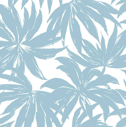 Daisy Bennett Designs West Boulevard Collection Palma Botanical Coastal Blue Matte Sidewall - DBW9110