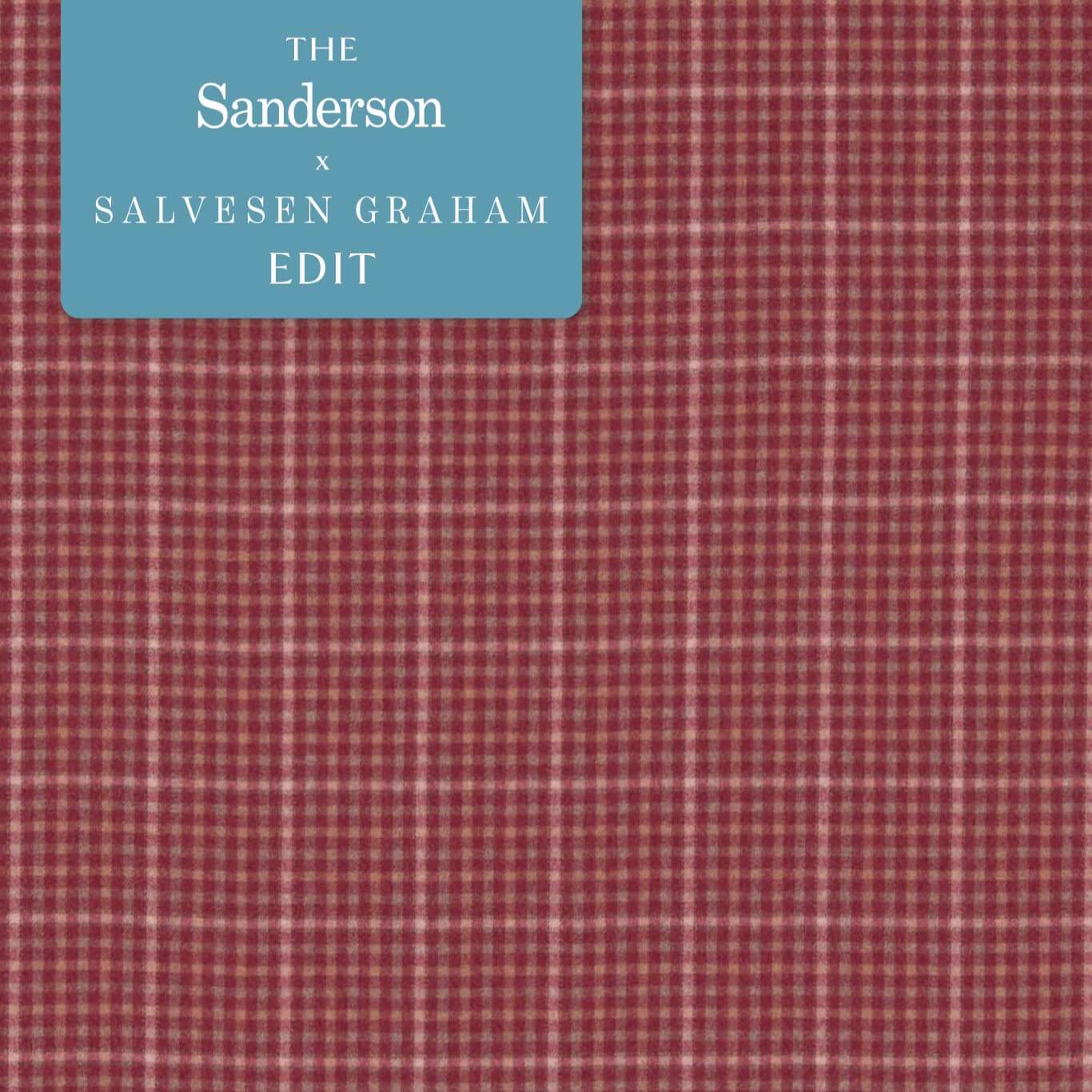 SANDERSON Langtry Fabric Checks Cherry,Biscuit   - DBYR233262