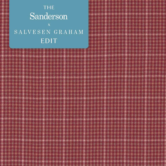 SANDERSON Langtry Fabric Checks Cherry,Biscuit   - DBYR233262
