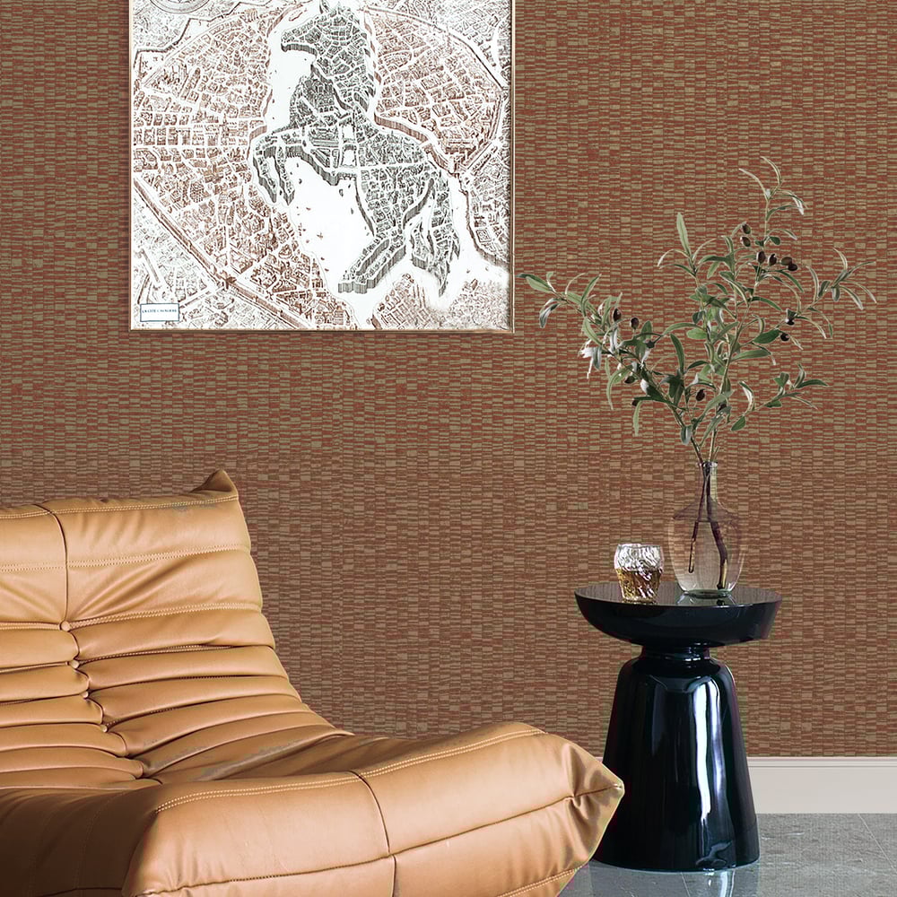 Galerie Wallcoverings  Designer Colours  Staggered Stripe   Orange Shimmer  - DC30031