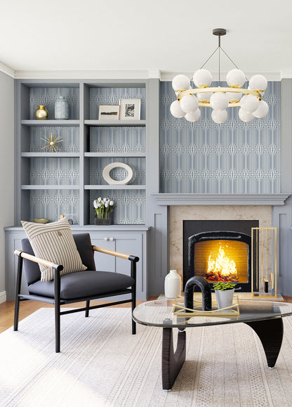 Collins & Company Deco 2 Manhattan Geometric Contemporary Blue Metallic  - DC60002