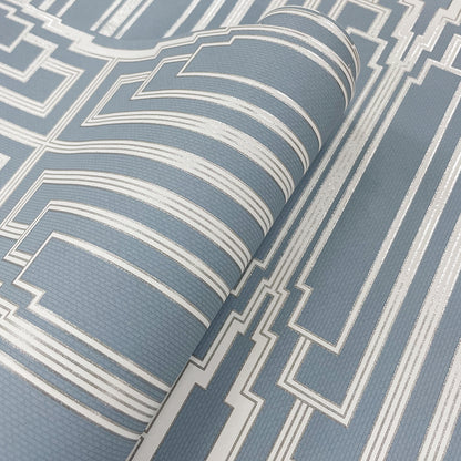 Collins & Company Deco 2 Manhattan Geometric Contemporary Blue Metallic  - DC60002