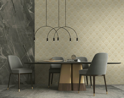 Collins & Company Deco 2 Chrysler Arches Geometric Contemporary Beige Matte  - DC60306