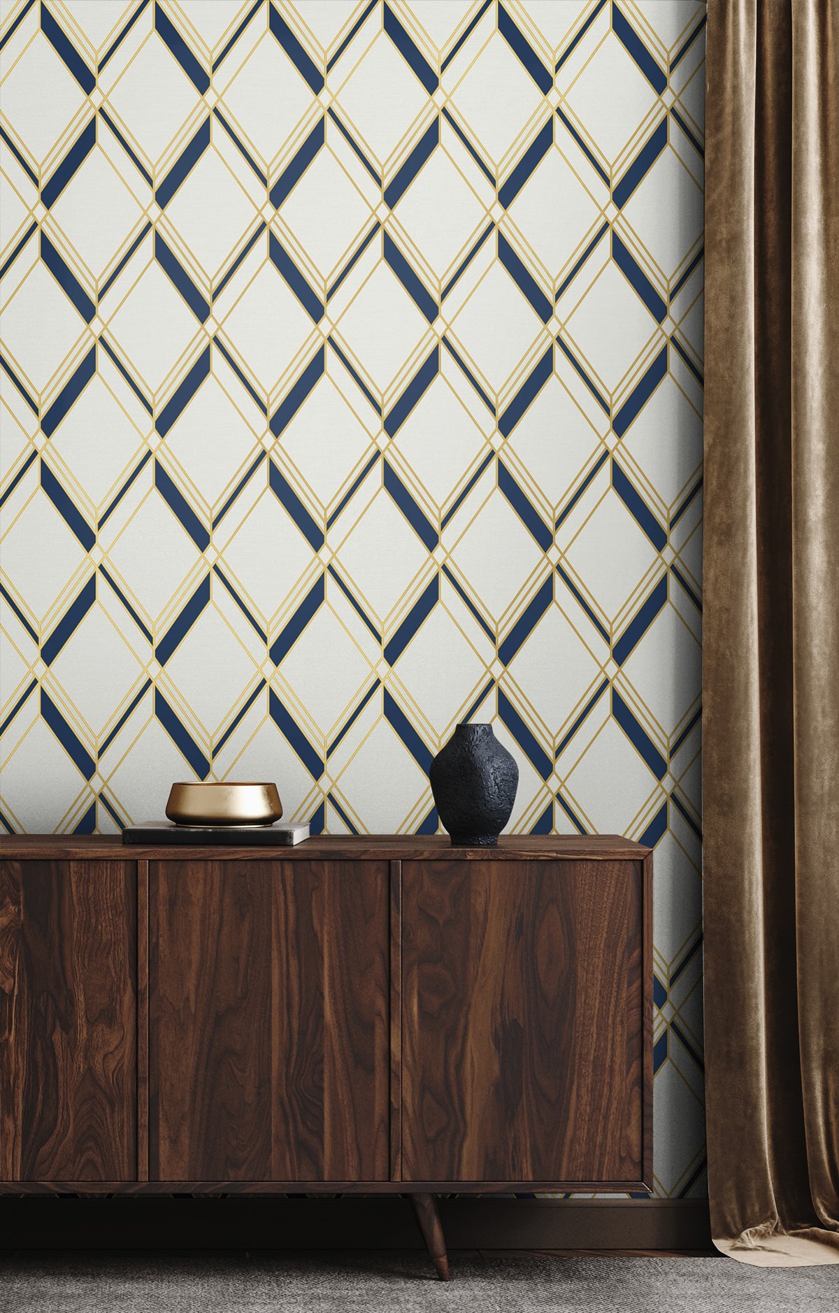 Collins & Company Deco 2 Brooklyn Diamond Geometric Contemporary Blue Metallic  - DC60502