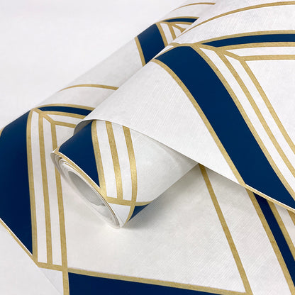 Collins & Company Deco 2 Brooklyn Diamond Geometric Contemporary Blue Metallic  - DC60502