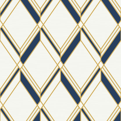 Collins & Company Deco 2 Brooklyn Diamond Geometric Contemporary Blue Metallic  - DC60502