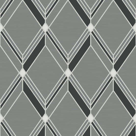 Collins & Company Deco 2 Brooklyn Diamond Geometric Contemporary Grey Metallic Sidewall - DC60504