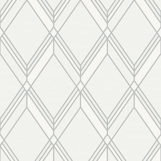 Collins & Company Deco 2 Brooklyn Diamond Geometric Contemporary Silver Metallic Sidewall - DC60510