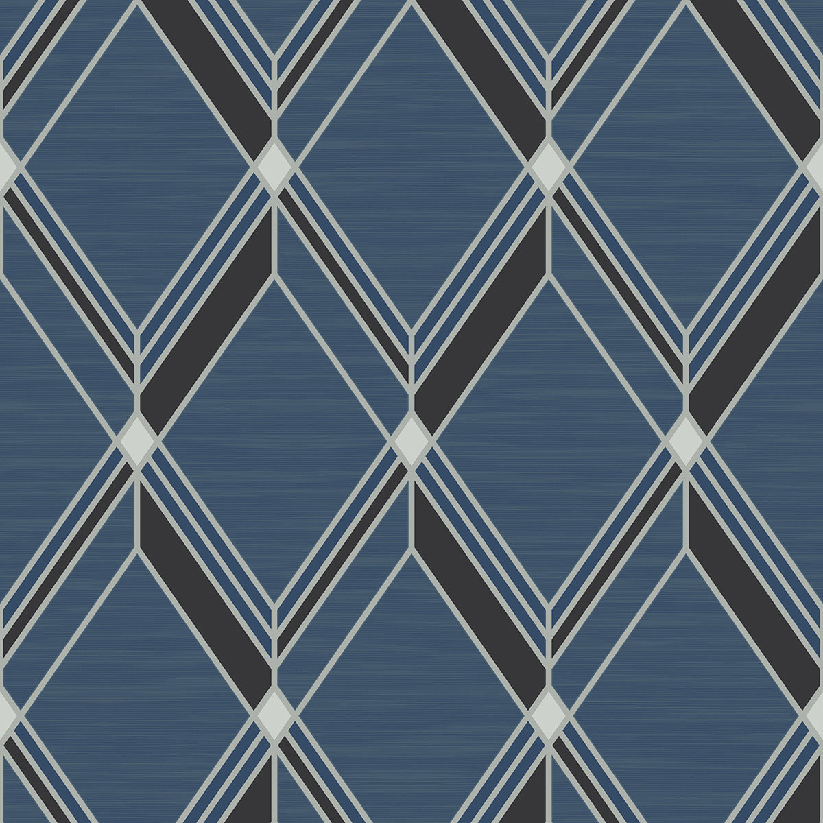 Collins & Company Deco 2 Brooklyn Diamond Geometric Contemporary Blue Metallic Sidewall - DC60512