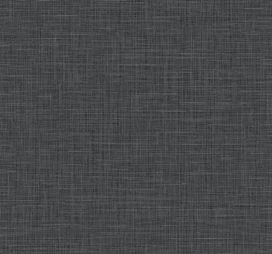 Collins & Company Deco 2 Glitter Faux Finish Linen Contemporary Black Metallic Sidewall - DC60712