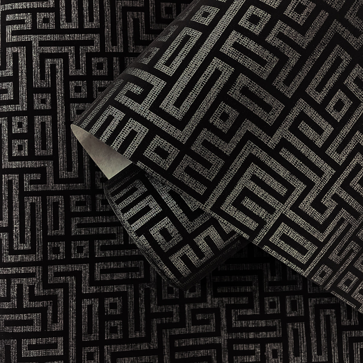 Collins & Company Deco 2 Rockefellar Maze Geometric Contemporary Black Metallic  - DC60910