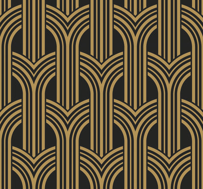 Collins & Company Deco 2 Broadway Arches Geometric Contemporary Black Metallic  - DC61310