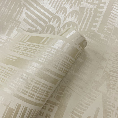 Collins & Company Deco 2 Manhattan Skyline Abstract Contemporary Beige Metallic  - DC61503