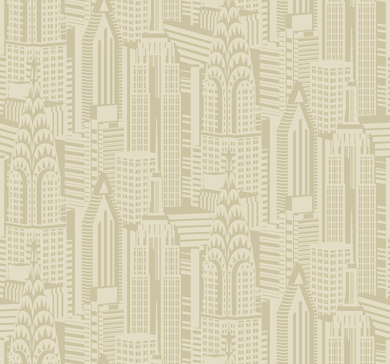 Collins & Company Deco 2 Manhattan Skyline Abstract Contemporary Beige Metallic Sidewall - DC61503