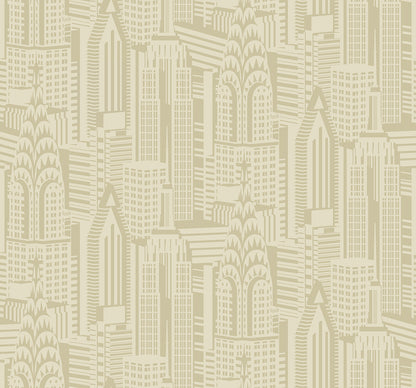 Collins & Company Deco 2 Manhattan Skyline Abstract Contemporary Beige Metallic  - DC61503