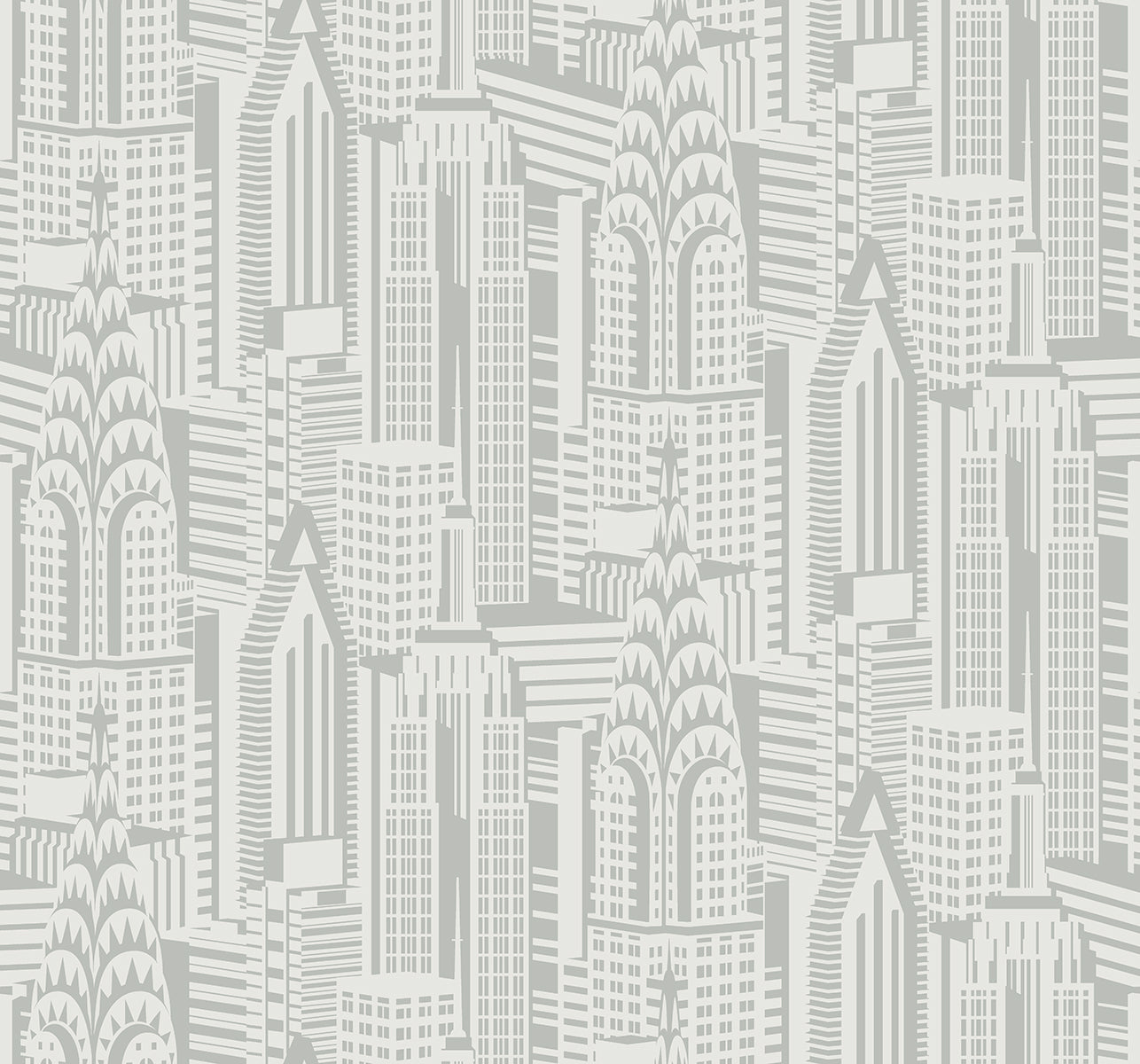 Collins & Company Deco 2 Manhattan Skyline Abstract Contemporary Silver Metallic Sidewall - DC61507