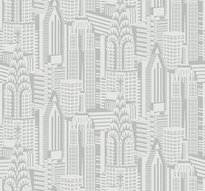 Collins & Company Deco 2 Manhattan Skyline Abstract Contemporary Silver Metallic  - DC61507