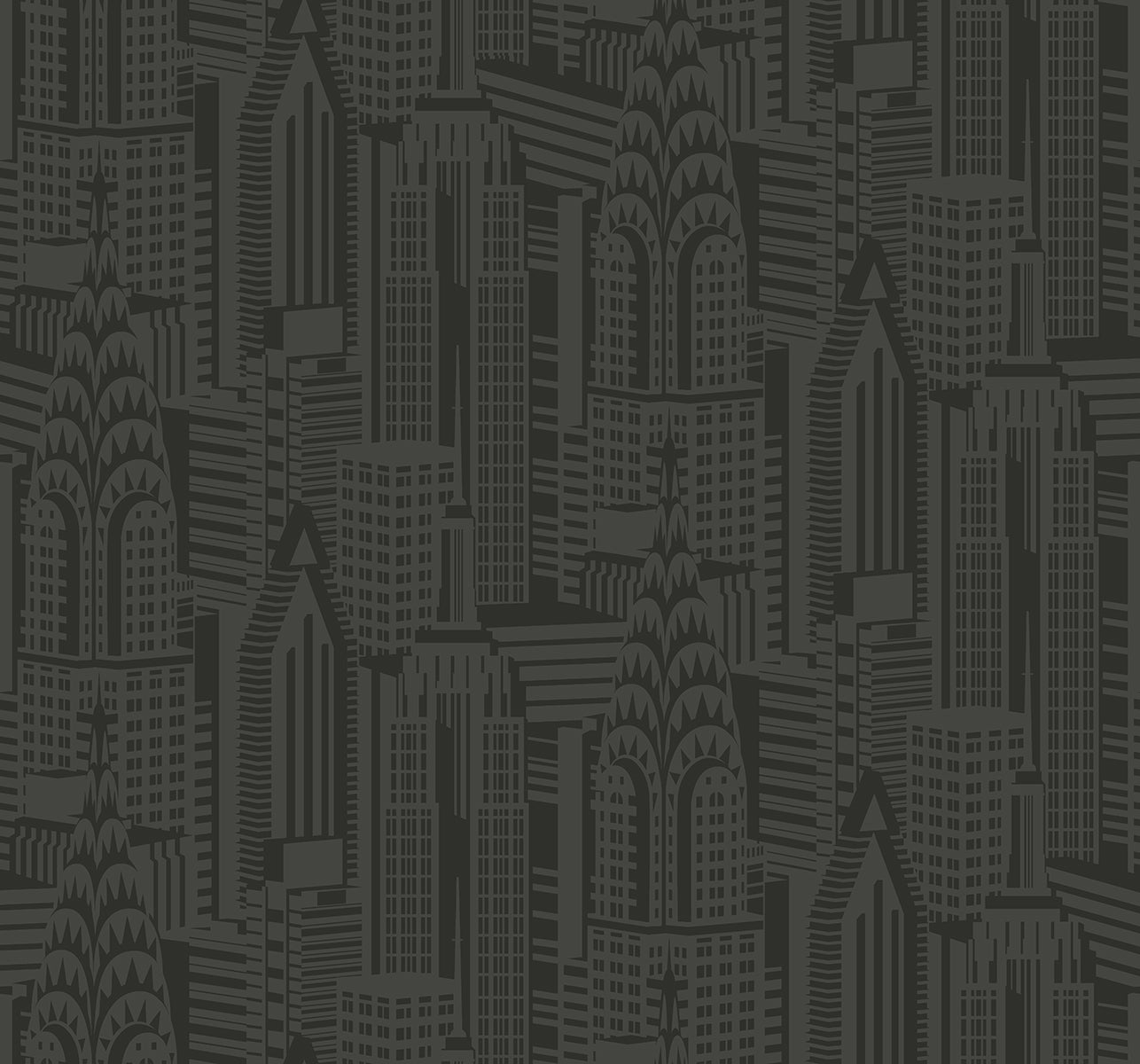 Collins & Company Deco 2 Manhattan Skyline Abstract Contemporary Black Gloss Sidewall - DC61510