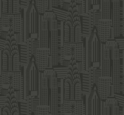 Collins & Company Deco 2 Manhattan Skyline Abstract Contemporary Black Gloss  - DC61510