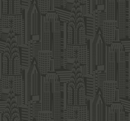 Collins & Company Deco 2 Manhattan Skyline Abstract Contemporary Black Gloss Sidewall - DC61510