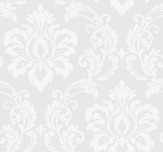 Collins & Company Deco 2 Deco Damask Damask Contemporary Off-White Matte Sidewall - DC61600