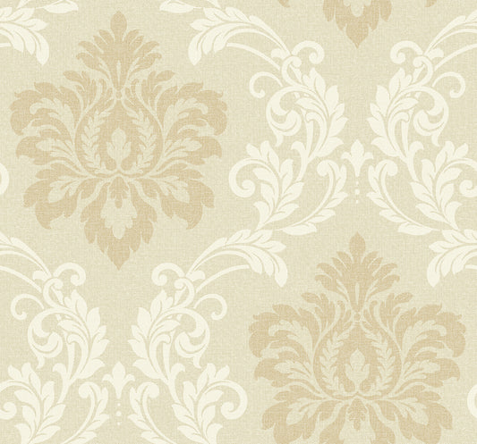 Collins & Company Deco 2 Deco Damask Damask Contemporary Beige Matte Sidewall - DC61605