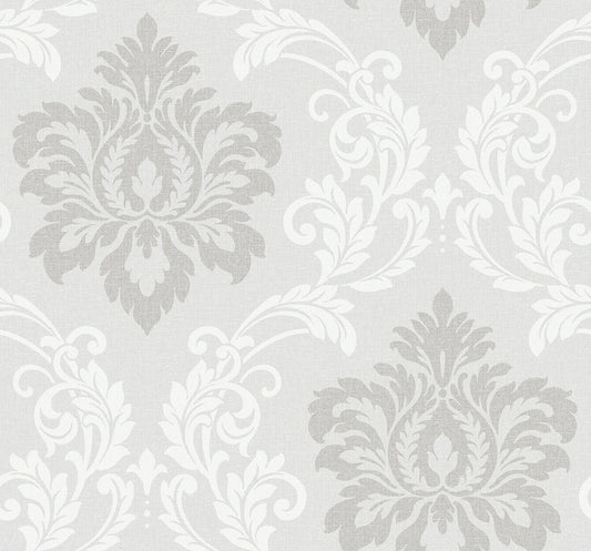 Collins & Company Deco 2 Deco Damask Damask Contemporary Grey Matte Sidewall - DC61608