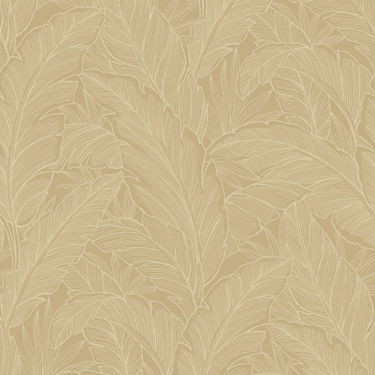 Collins & Company Deco 2 Deco Banana Leaf Botanical Contemporary Gold Metallic Sidewall - DC61705