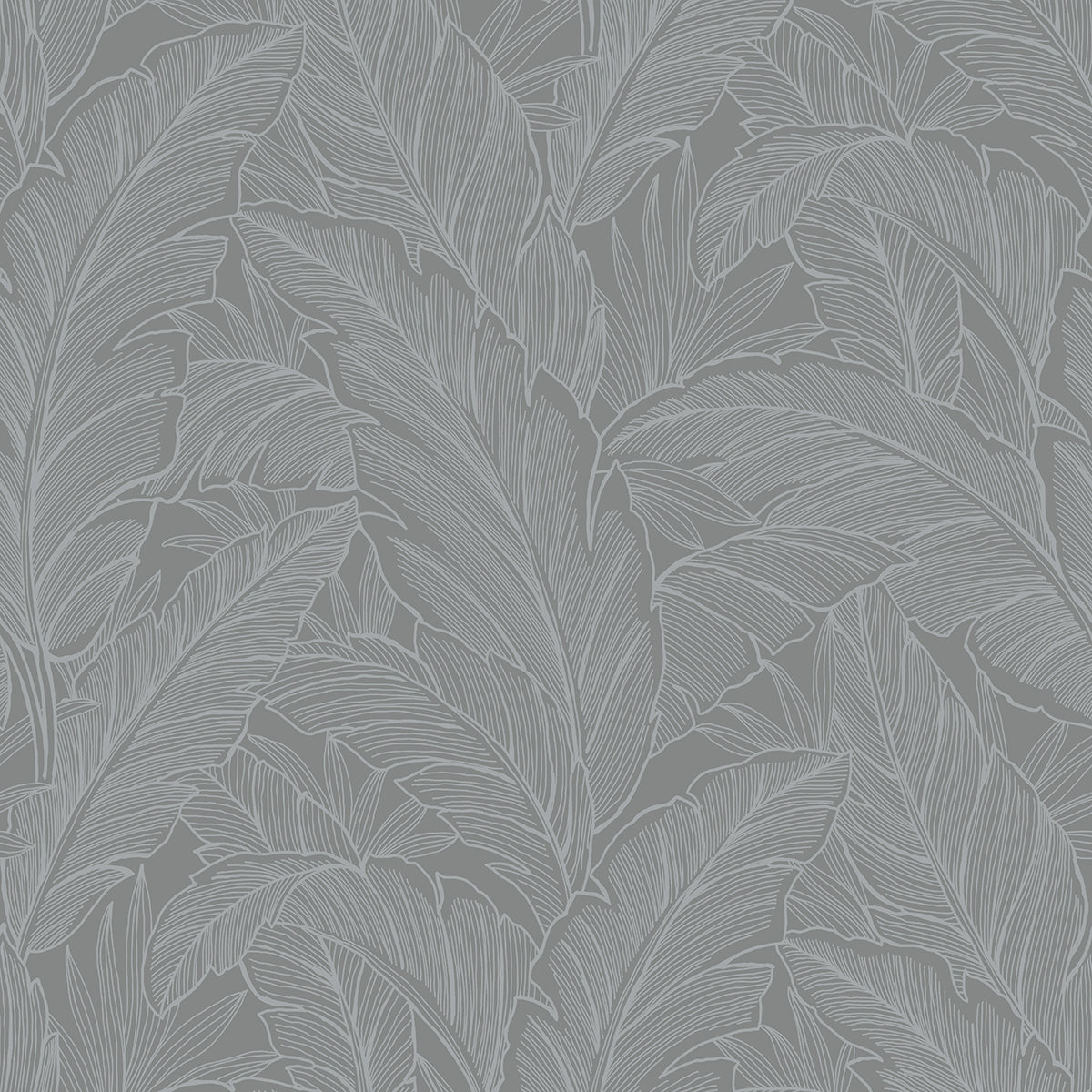 Collins & Company Deco 2 Deco Banana Leaf Botanical Contemporary Grey Metallic Sidewall - DC61708