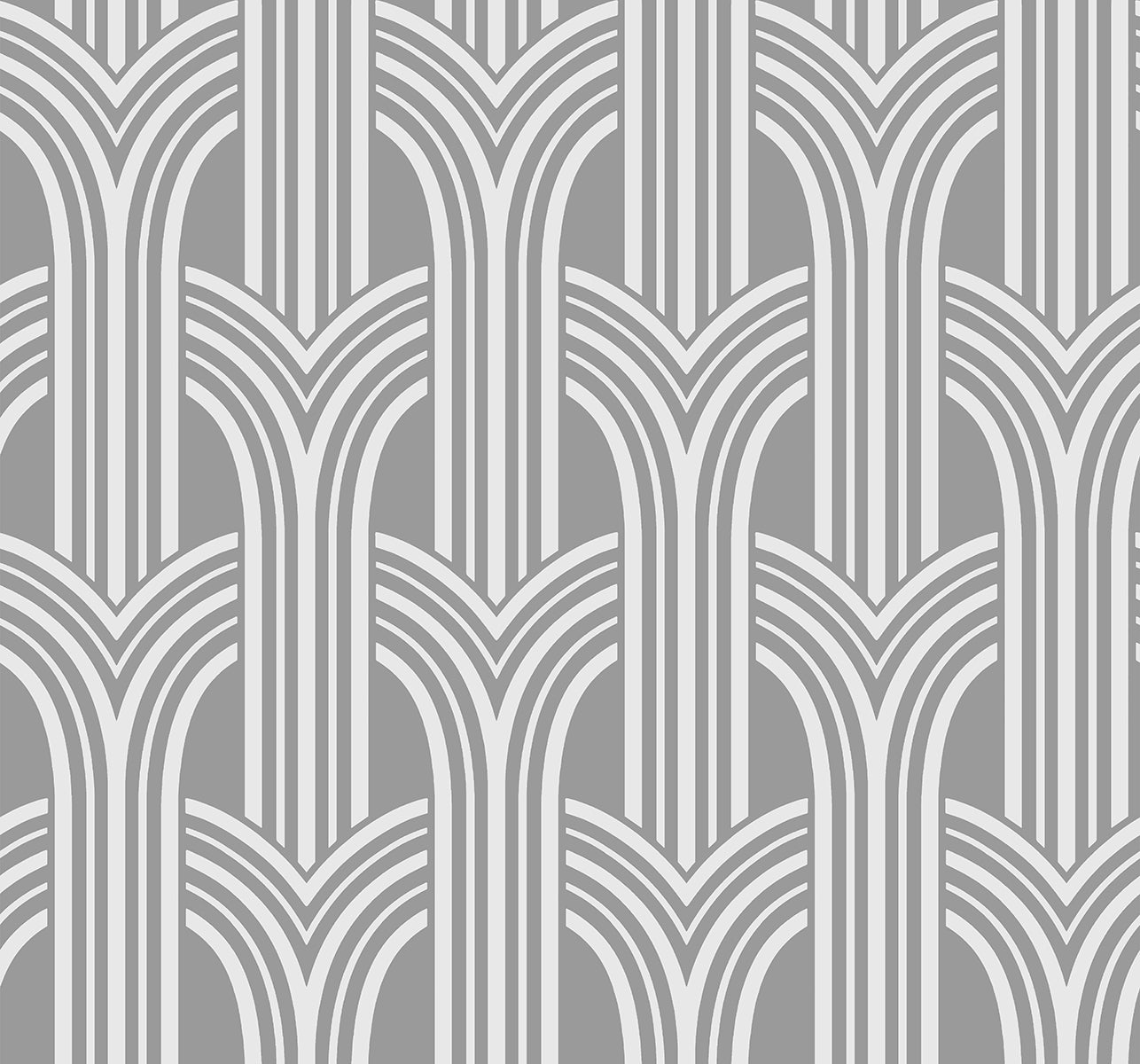 Collins & Company Deco 2 Deco Arches Geometric Contemporary Silver Metallic Sidewall - DC61910