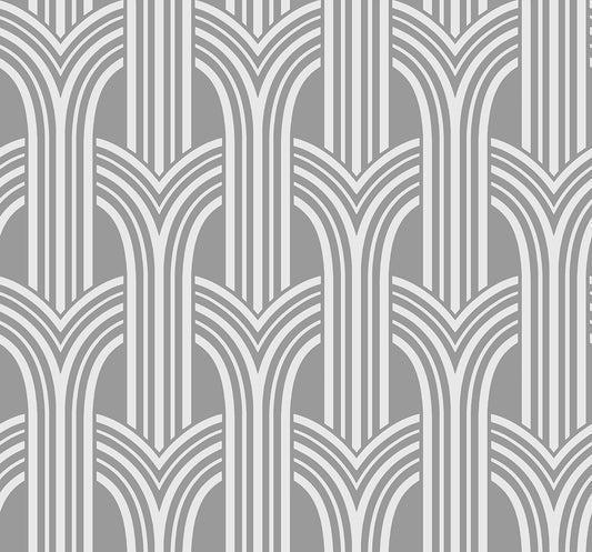 Collins & Company Deco 2 Deco Arches Geometric Contemporary Silver Metallic Sidewall - DC61910