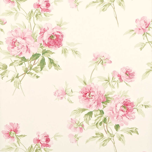 SANDERSON Adele Wallpaper Classic Floral Rose, Cream  Gravure Printed Wallpaper - DCAVAD101