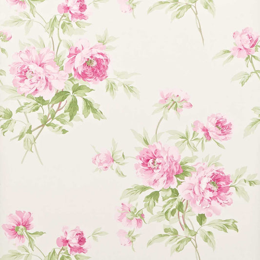 SANDERSON Adele Wallpaper Classic Floral Raspberry, Ivory  Gravure Printed Wallpaper - DCAVAD104