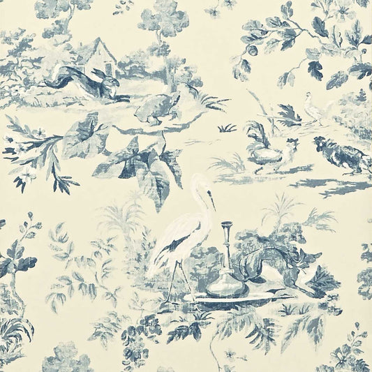SANDERSON Aesop's Fables Wallpaper Other Blue  Gravure Printed Wallpaper - DCAVAE103