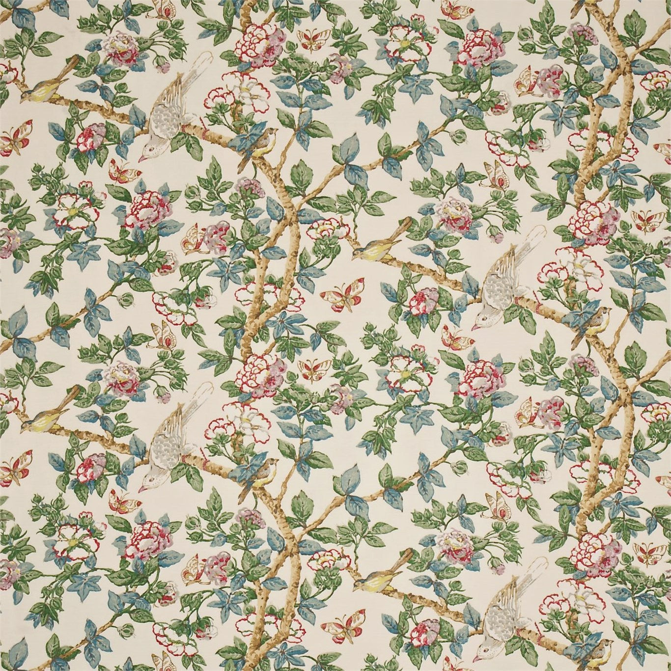 SANDERSON Caverley Fabric Leaves , Trees Chintz   - DCAVCA203