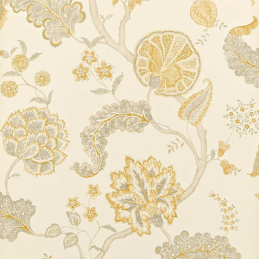 SANDERSON Palampore Wallpaper Leaves , Trees Silver, Gold  Gravure Printed Wallpaper - DCAVPA105