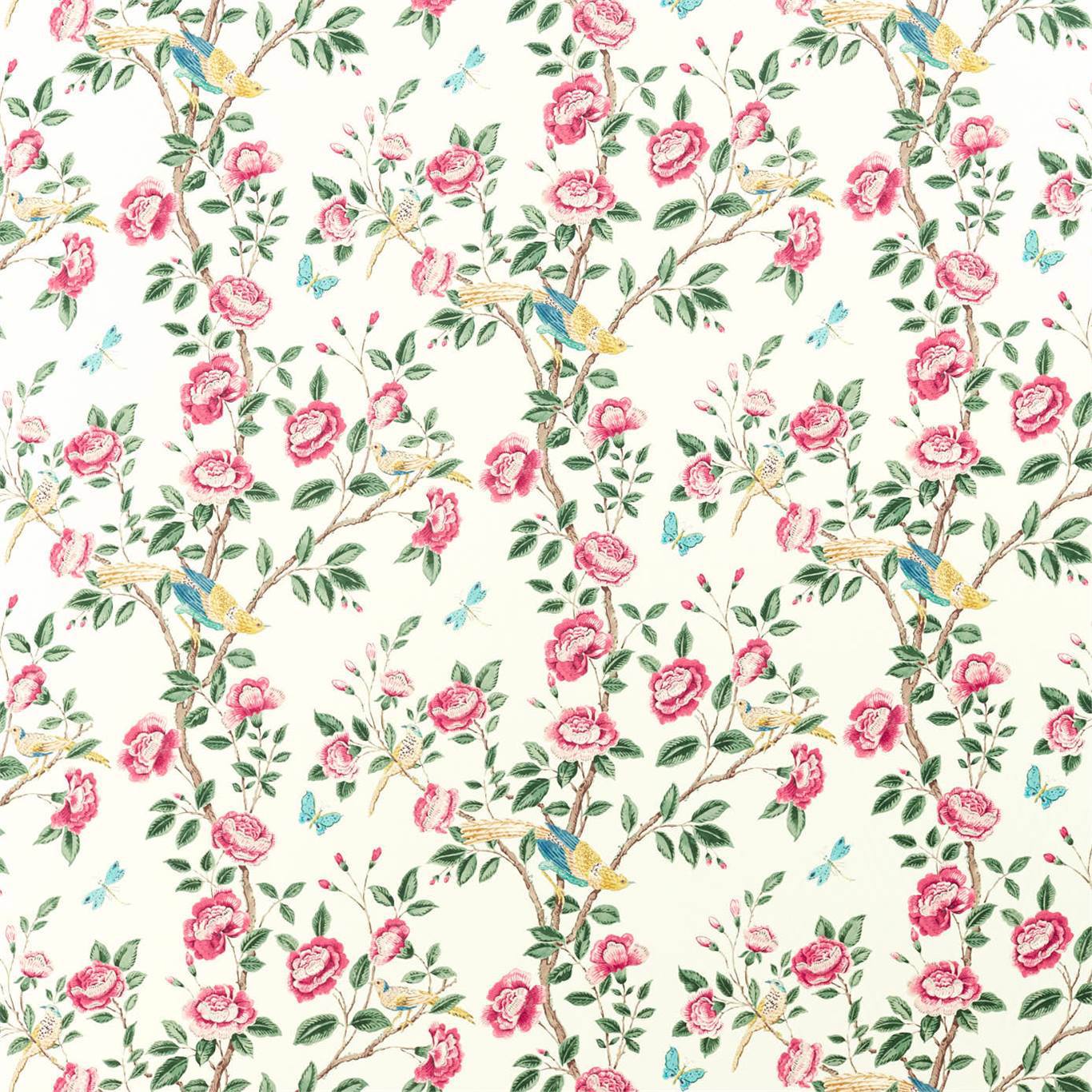 SANDERSON Andhara Fabric Classic Floral Rose,Cream   - DCEF226634