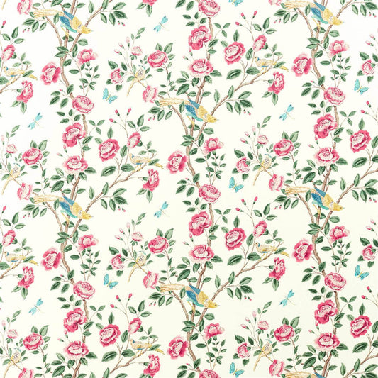 SANDERSON Andhara Fabric Classic Floral Rose,Cream   - DCEF226634