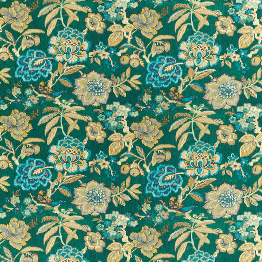 SANDERSON Indra Flower Fabric Classic Floral Emerald   - DCEF226640
