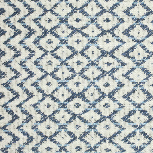 SANDERSON Cheslyn Fabric Geometric Indigo, Ivory   - DCLO232032
