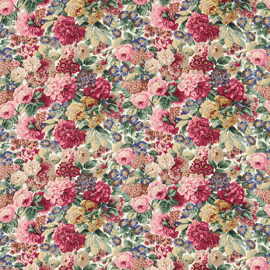 SANDERSON Rose & Peony Fabric Classic Floral Red (Cotton)   - DCN11R201