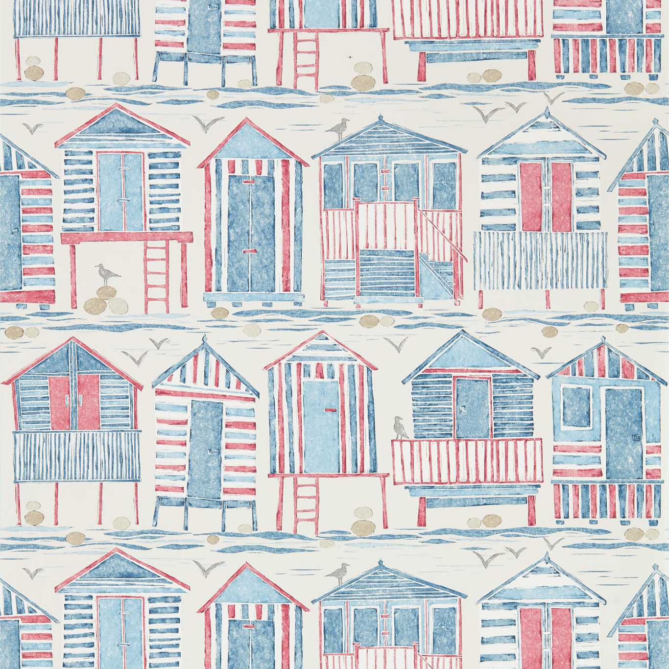 SANDERSON Beach Huts Wallpaper Other Nautical  Gravure - Wide Width Printed Wallpaper - DCOA216559