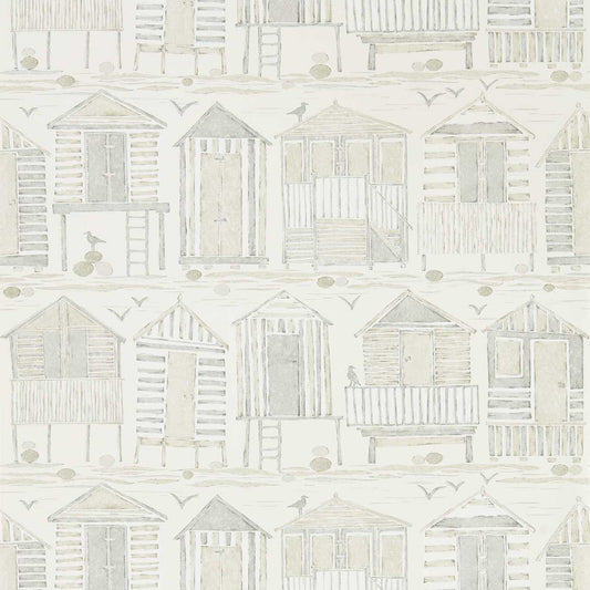 SANDERSON Beach Huts Wallpaper Other Driftwood  Gravure - Wide Width Printed Wallpaper - DCOA216561