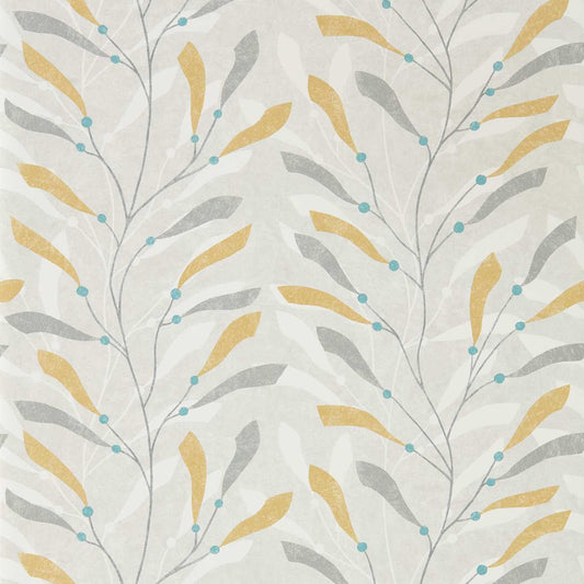 SANDERSON OUTLET Sea Kelp Wallpaper Leaves , Trees Ochre,Slate   - DCOA216568