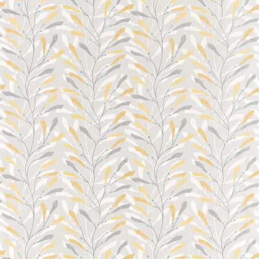 SANDERSON Sea Kelp Fabric Leaves , Trees Ochre,Slate   - DCOA226500