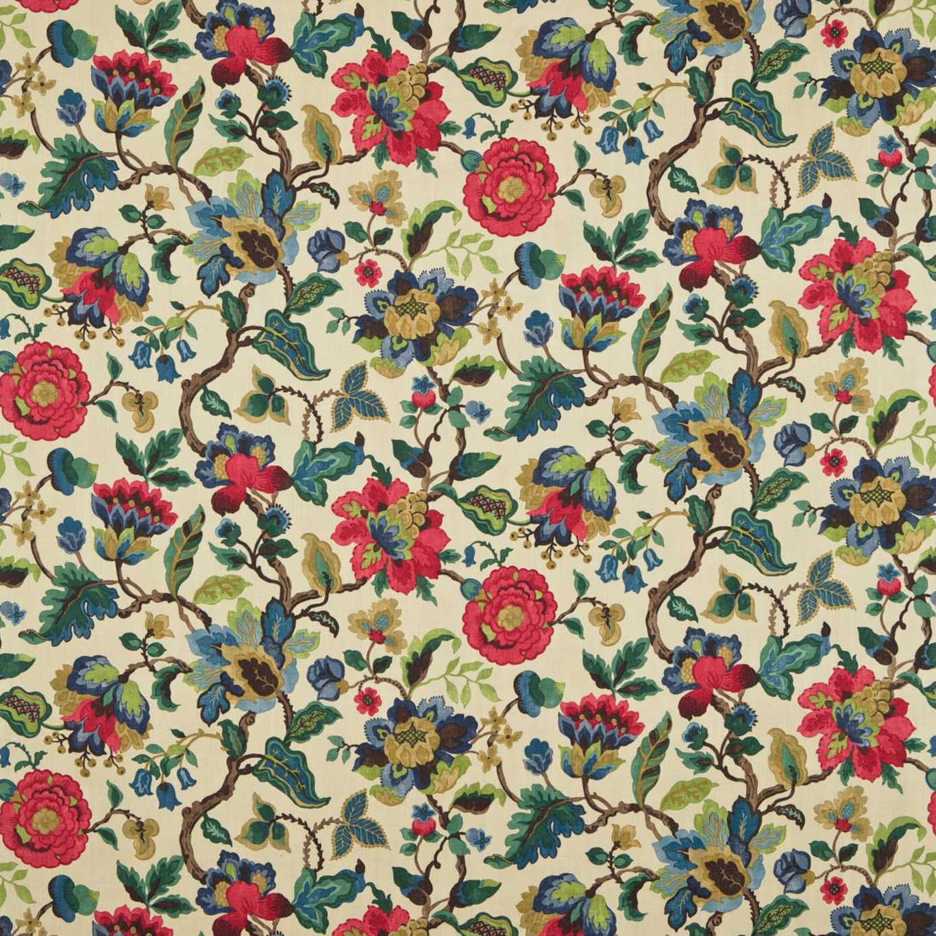 SANDERSON Amanpuri Fabric Contemporary, Floral Ruby, Emerald   - DCOUAM204
