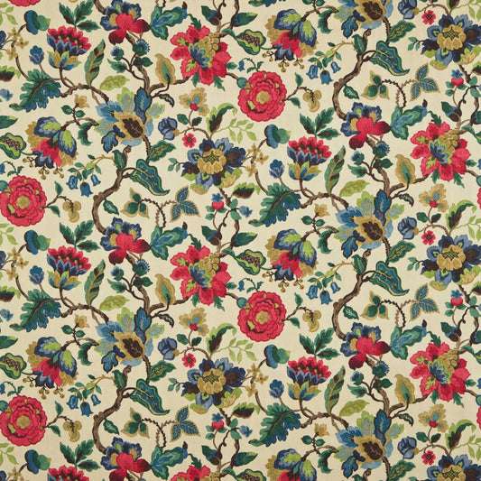 SANDERSON Amanpuri Fabric Contemporary, Floral Ruby, Emerald   - DCOUAM204