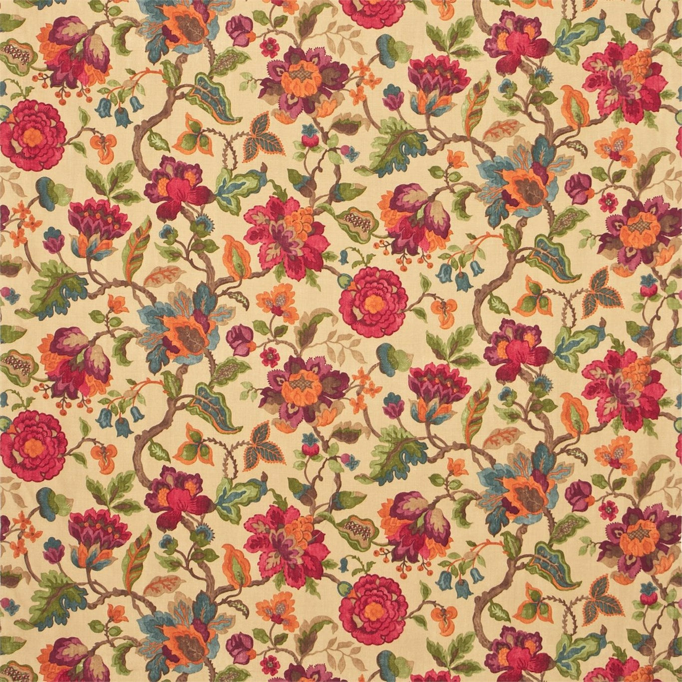 SANDERSON Amanpuri Fabric Contemporary, Floral Mulberry, Amber   - DCOUAM205