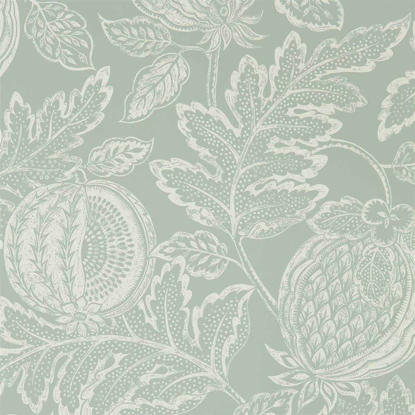 SANDERSON Cantaloupe Wallpaper Leaves , Trees English Grey  Rotary Wide Width Printed Wallpaper - DCPW216761